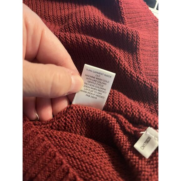 Soho New York & Company Street S Cotton Maroon Red Loose Knit Sweater Ruffle Arm - Picture 9 of 10